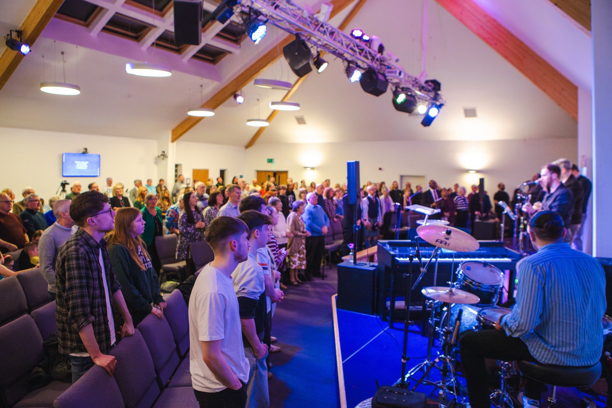 The worship band leading the congregation at District Assembly 2026