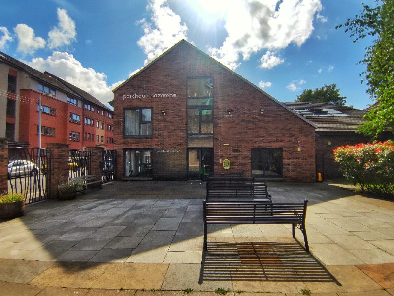 The courtyard and building at Parkhead Church of the Nazarene
